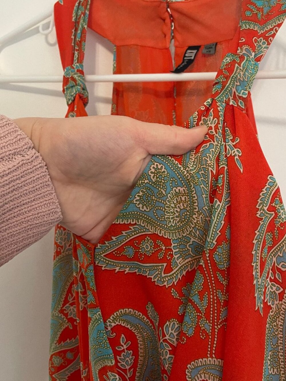 KUT FROM THE KLOTH Orange Blue Paisley Surplice Faux Wrap Sleeveless Tank Blouse - Picture 6 of 12